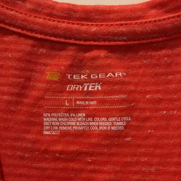 Tekgear w/ Drytek orange scoopneck T back sleeveless striped athletic top SZ L - Picture 6 of 8